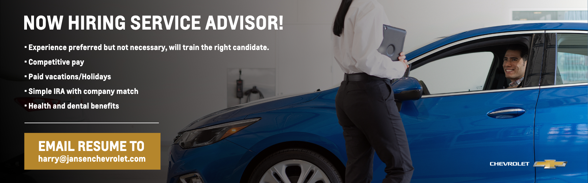 Now hiring service advisor